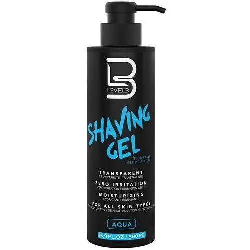 L3vel3 shaving gel aqua - przezroczysty żel do golenia o świeżym zapachu, 500ml Level3