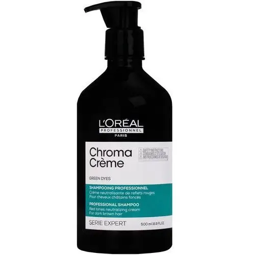 Loreal chroma creme shampoo green dyes – szampon do włosów ciemnobrązowych i czarnych, 500ml