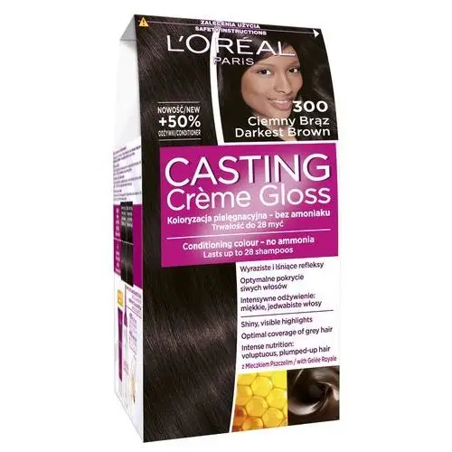 Loreal Paris Casting Creme Gloss Farba do włosów bez amoniaku Ciemny Brąz nr 300