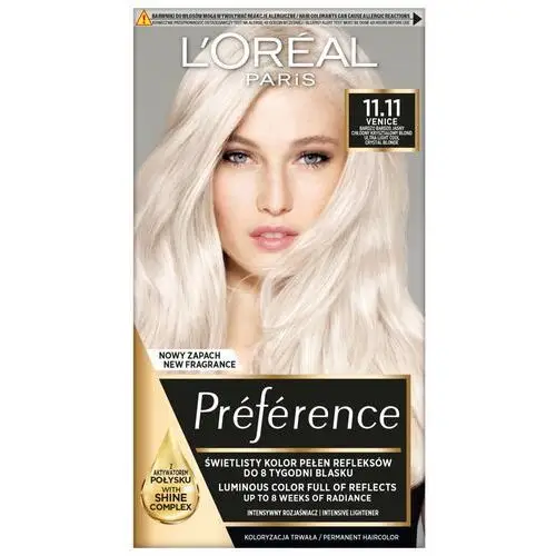 Loreal Preference Farba do włosów nr 11.11 Venice - bardzo bardzo jasny chłodny kryształowy blond 1op