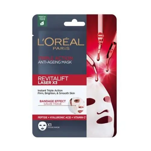 Przeciwzmarszczkowa maska w płachcie o potrójnym działaniu L'oréal paris
