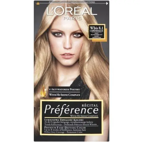 Recital Preference farba do włosów 8,1 Jasny Blond Popielaty - L'Oreal Paris