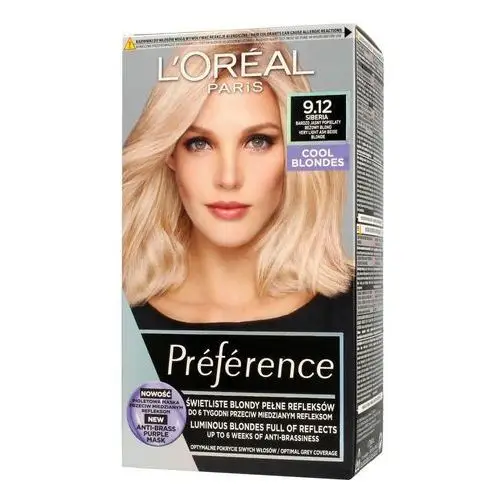 Preference farba do włosów 9.12 siberia - bardzo jasny popielaty beżowy blond 1op. Loreal