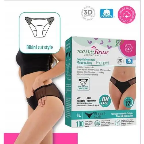 Majtki menstruacyjne ekologiczne Masmi Elegant M 100% bawełna Bio