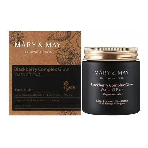 Mary&may - blackberry complex glow washoff pack, 125g - maska z glinką o działaniu rozświetlającym