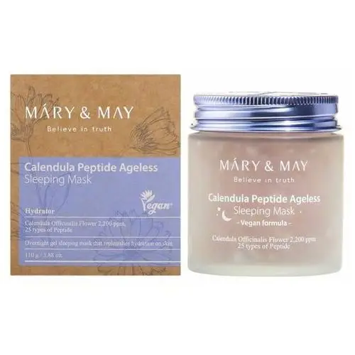 Mary&may calendula peptide ageless sleeping mask 110g - łagodząco-ujędrniająca maska na noc