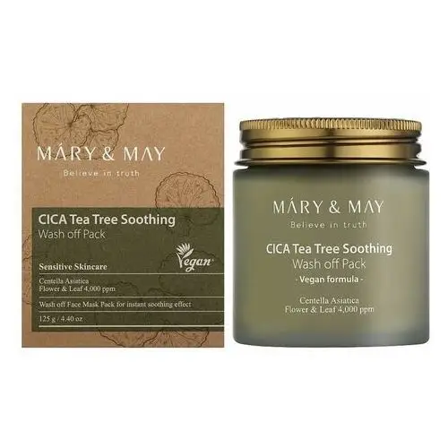 Cica teatree soothing wash off pack, 125g - oczyszczająca maska z glinką Mary&may