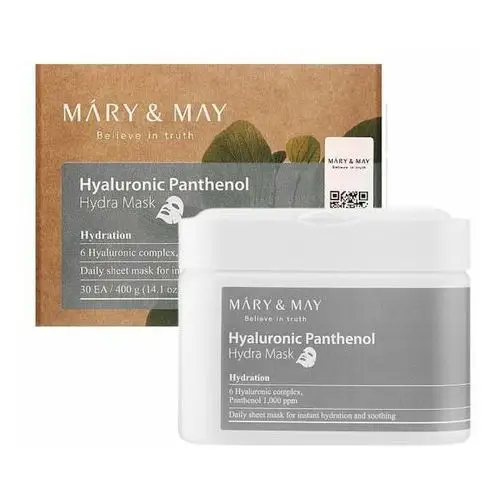 Mary&May - Hyaluronic Panthenol Hydra Mask, 30szt. - zestaw 30 masek nawilżająco-kojących