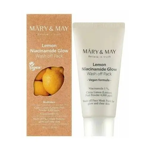 Mary&may - lemon niacinamide glow wash off pack, 30g - rozświetlająca maska z glinką