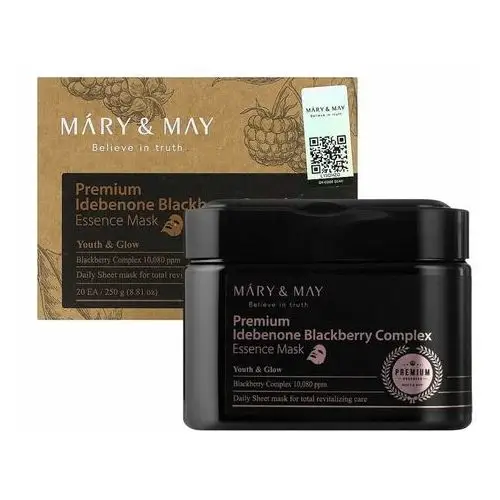 Mary&May - Premium Idebenon Blackberry Complex Ampoule Mask, 20 szt - zestaw 20 masek w płachcie