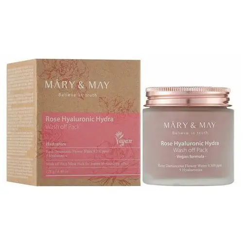 Mary&May - Rose Hyaluronic Hydra Wash off Pack, 125g - kremowa maska z glinką