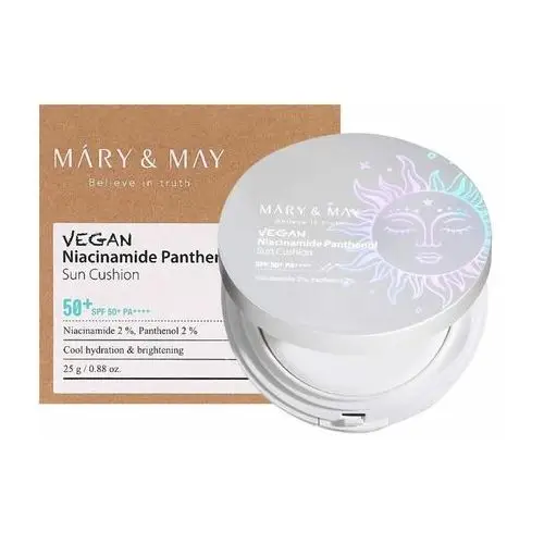 Mary&may vegan niacinamide panthenol sun cushion spf50+ pa++++, 25g - krem z filtrem w formie cushion