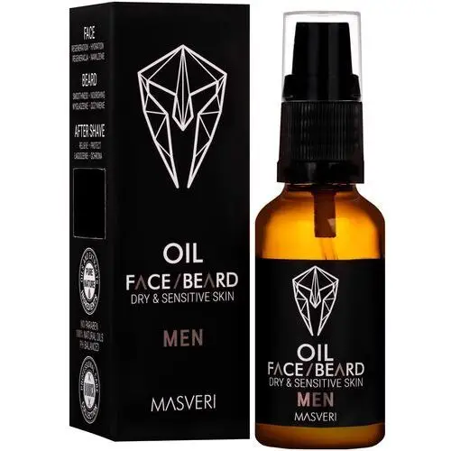Masveri face beard oil dry & sensitive skin - olejek do brody i skóry suchej i wrażliwej, 30ml