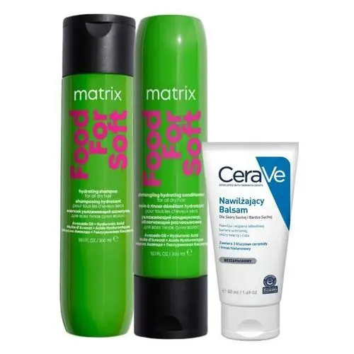 Matrix Food For Soft szampon do włosów suchych, odżywka Cerave