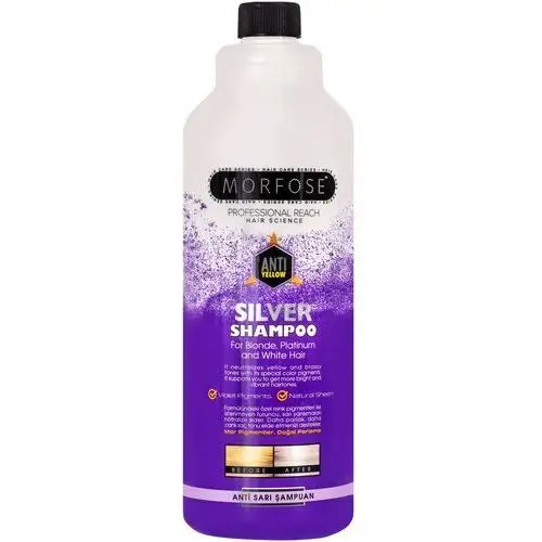 Silver shampoo anti yellow – szampon do włosów blond i siwych, 1000ml Morfose