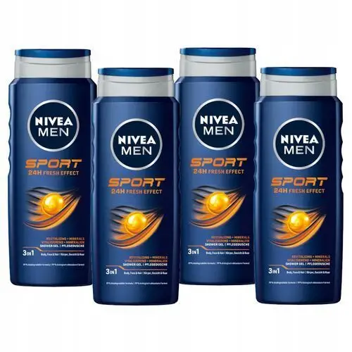 Nivea Men Sport Żel pod prysznic męski płyn do mycia zestaw 4x500ml