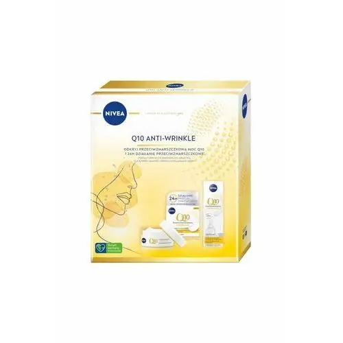Nivea q10 anti-wrinkle zestaw przeciwzmarszczkowy nawilżający krem na dzień 50ml + przeciwzmarszczkowy krem pod oczy 15ml
