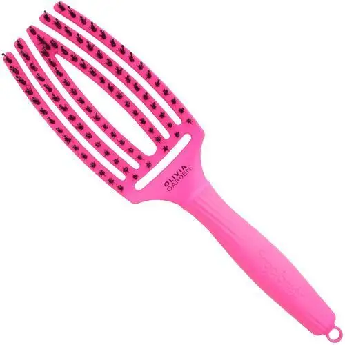Finger brush combo medium, szczotka z włosiem dzika do rozczesywania, różne kolory neon pink