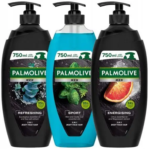 Palmolive Men Refreshing Sport Energising Żel pod Prysznic 3w1 Mix 3x750ml