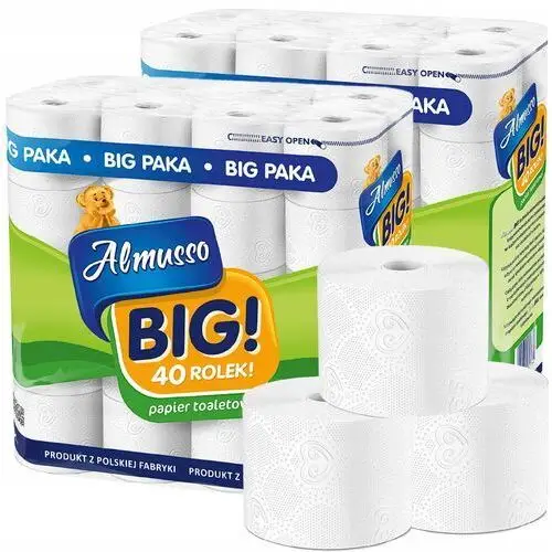 Papier Toaletowy Biały Almusso Big bag bezzapachowy delikatny 80 szt. 3 W