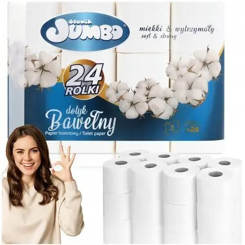 Papier Toaletowy Jumbo 3 Warstwowy Słonik Biały Bezzapachowy Eco 24 Rolki