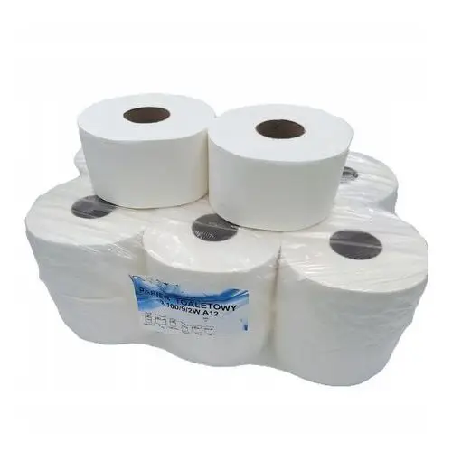 Papier toaletowy JUMBO100mX12sztuk Biały 100% celuloza Do Podajników