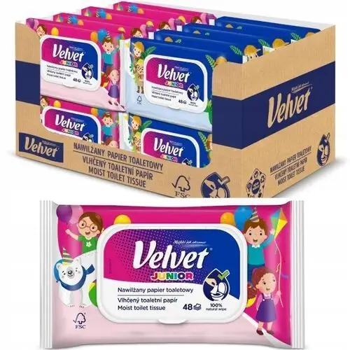 Papier toaletowy Nawilżany dla dzieci i niemowląt Velvet Junior 16 paczek