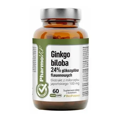 Suplement ginkgo biloba 24% glikozydów flawonowych 60 kaps clean label Pharmovit