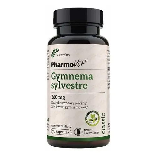 Suplement Gymnema sylvestre 360 mg 25% kwasu gymnemowego 90 kaps PharmoVit Classic,07