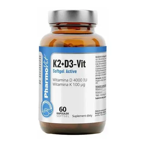 Suplement k2+d3-vit softgel active 60 kaps clean label Pharmovit