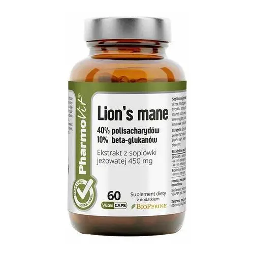 Pharmovit Suplement lion's mane 40% polisacharydów 10% beta-glukanów 60 kaps clean label
