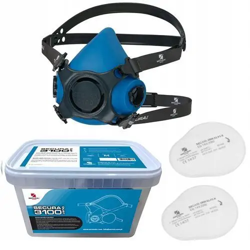 Półmaska Maska zestaw Secura 3100 Dust silikon przeciwpyłowa P3R pyły dymy