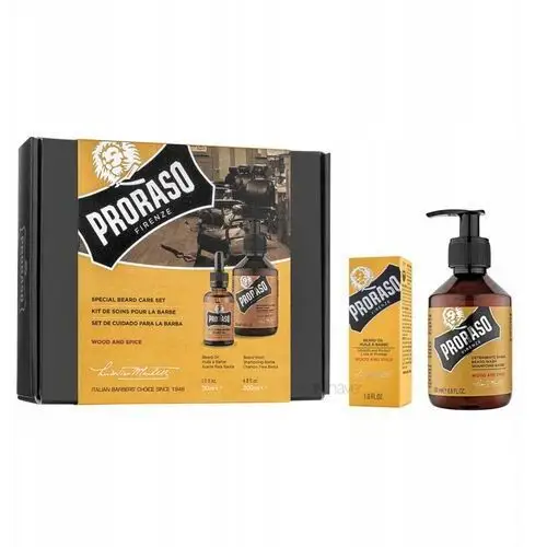 Proraso Duo Pack Zestaw Do Brody Dla Mężczyzn Olejek Szampon Wood & Spice