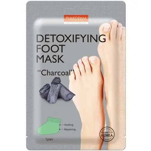 Purederm - detoxifying foot mask,,charcoal'', 34g - oczyszczająca maseczka do stóp z węglem