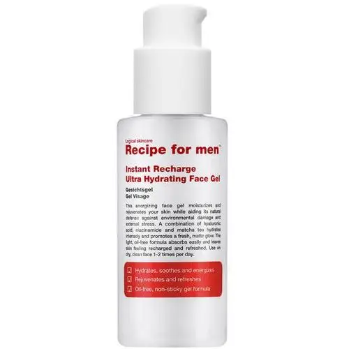 Recipe for men instant recharge ultra hydrating face gel (75 ml)