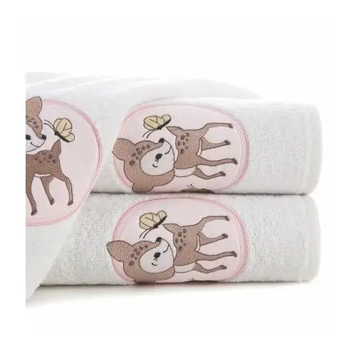 Ręcznik z bawełny BABY dla dzieci 50X90 cm z naszywaną aplikacją z sarenką biały 50 x 90 cm biały