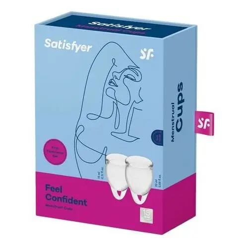 Dwa kubki menstruacyjne silikonowe - satisfyer feel confident menstrual cup set przezroczysty