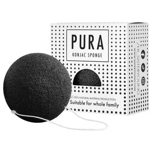 Pura konjac sponge - ekologiczna gąbka do mycia twarzy, różne kolory black