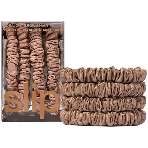 Slip pure silk skinny scrunchies light brown