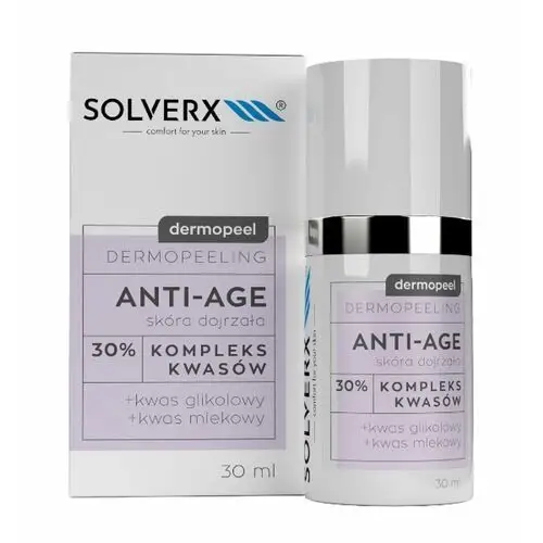 Solverx DERMOPEEL DERMOPEELING ANTI-AGE Peeling 30% dla regeneracji i odmłodzenia (kwas glikolowy + mlekow)