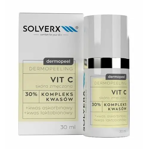 Solverx dermopeel dermopeeling vit c peeling 30% dla rozświetlenia i pobudzenia (kwas askorbinowy + laktobionowy)