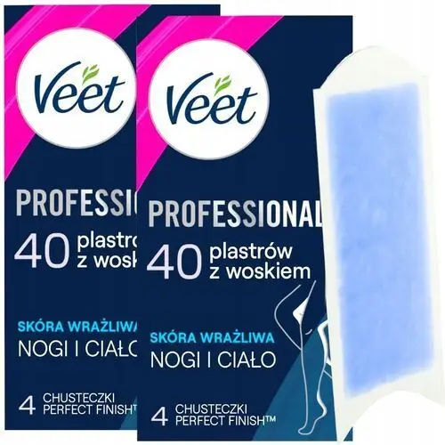 Veet Professional 80 szt Plastrów do Depilacji Ciała z Woskiem Gładka Skóra