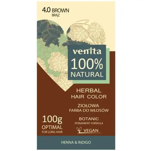 Henna 100% naturalna roślinna farba 4.0 Brąz 100 g