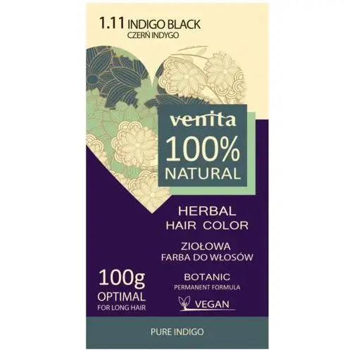 Herbal hair color ziołowa farba do włosów 1.11 czerń indygo 100g Venita