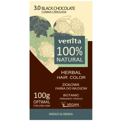 Venita herbal hair color ziołowa farba do włosów 3.0 czarna czekolada 100g, 519274