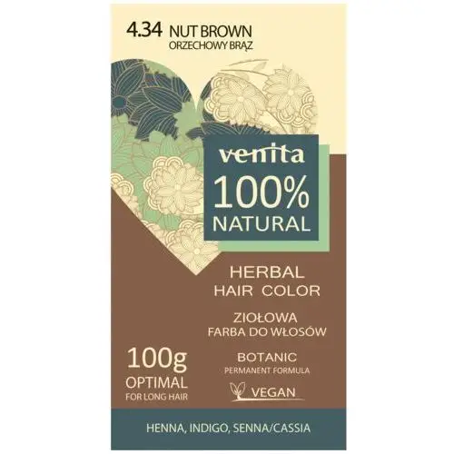 Venita herbal hair color ziołowa farba do włosów 4.34 orzechowy brąz 100g