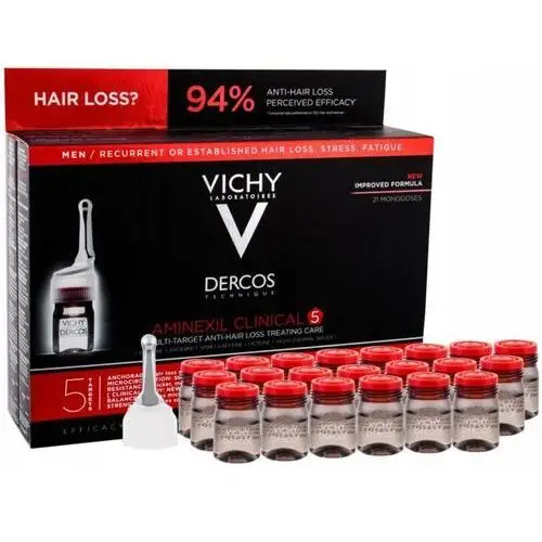 Vichy Dercos Aminexil Clinical 5 Męski kuracja na wypadanie włosów 21x 6ml