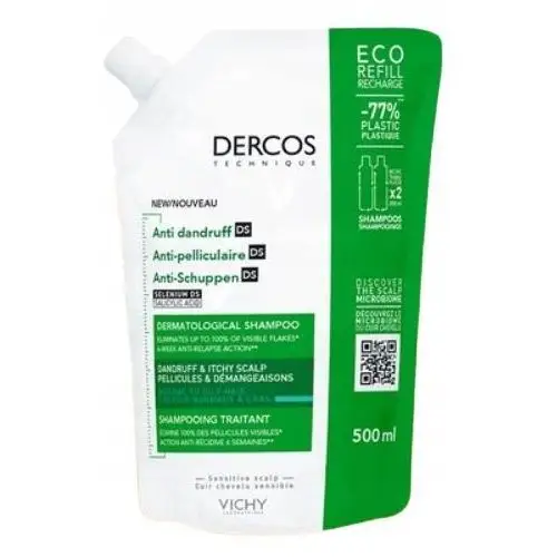 Vichy Dercos Refill 500 ml Szampon Przeciwłupieżowy Do Włosów Tłustych