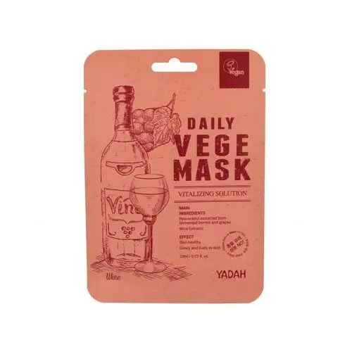 Yadah daily vegi mask wine 23ml - wegańska maska ze sfermentowanym ekstrantem z winogron