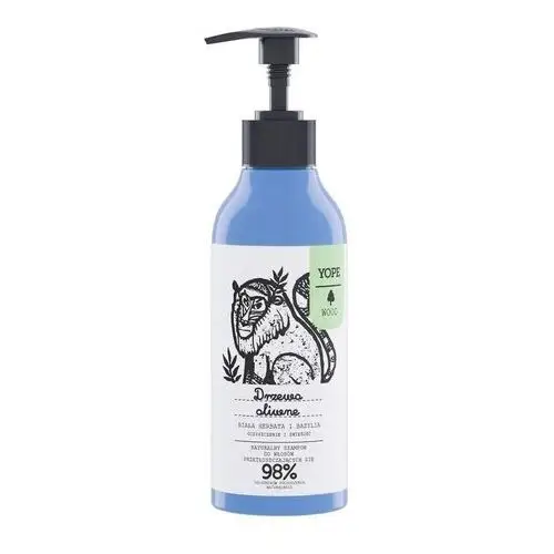 Wood szampon włosy przetłuszczające drzewo oliwne, biała herbata, bazylia 300ml Yope